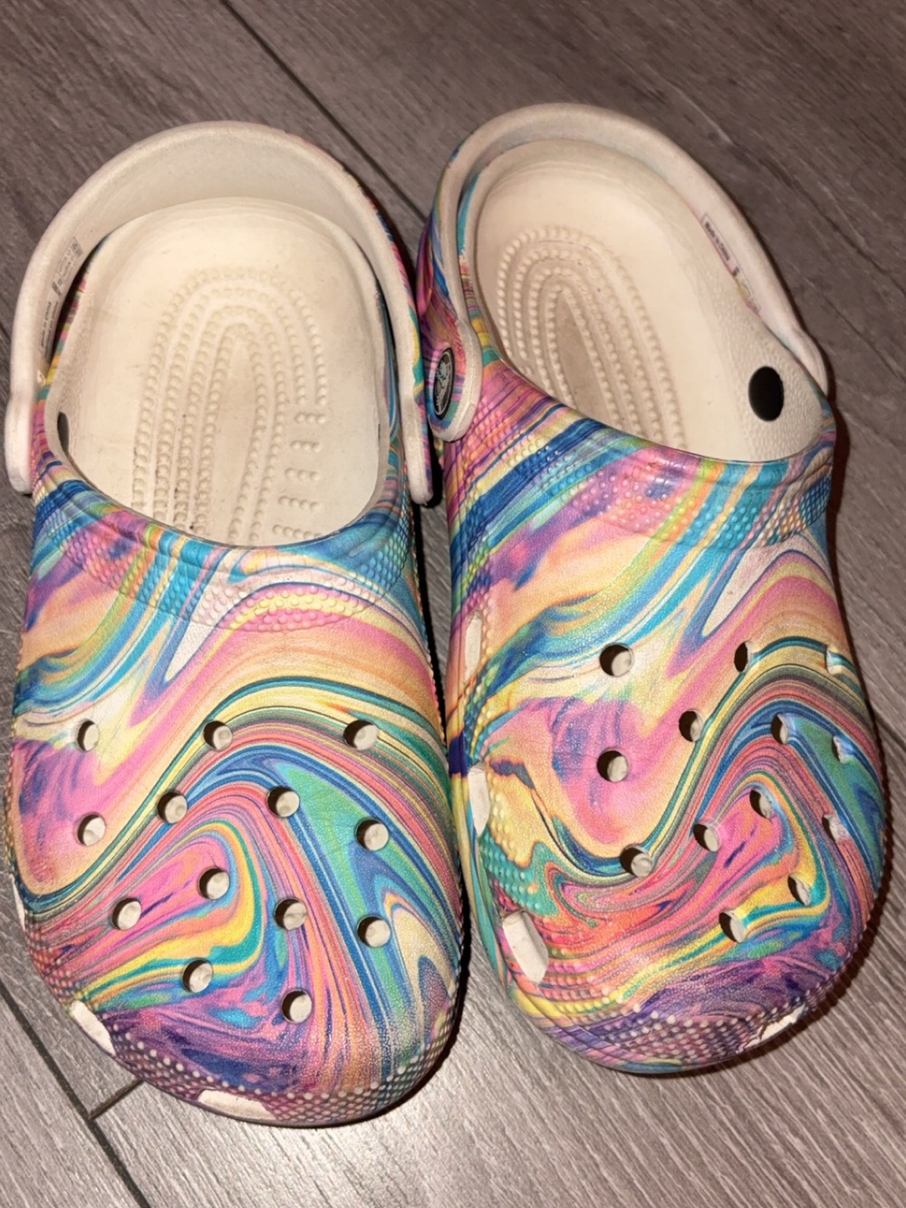 Crocs Classic Clog Unisex Kids Multicolor Swirl Slip On Clogs Size Junior 2